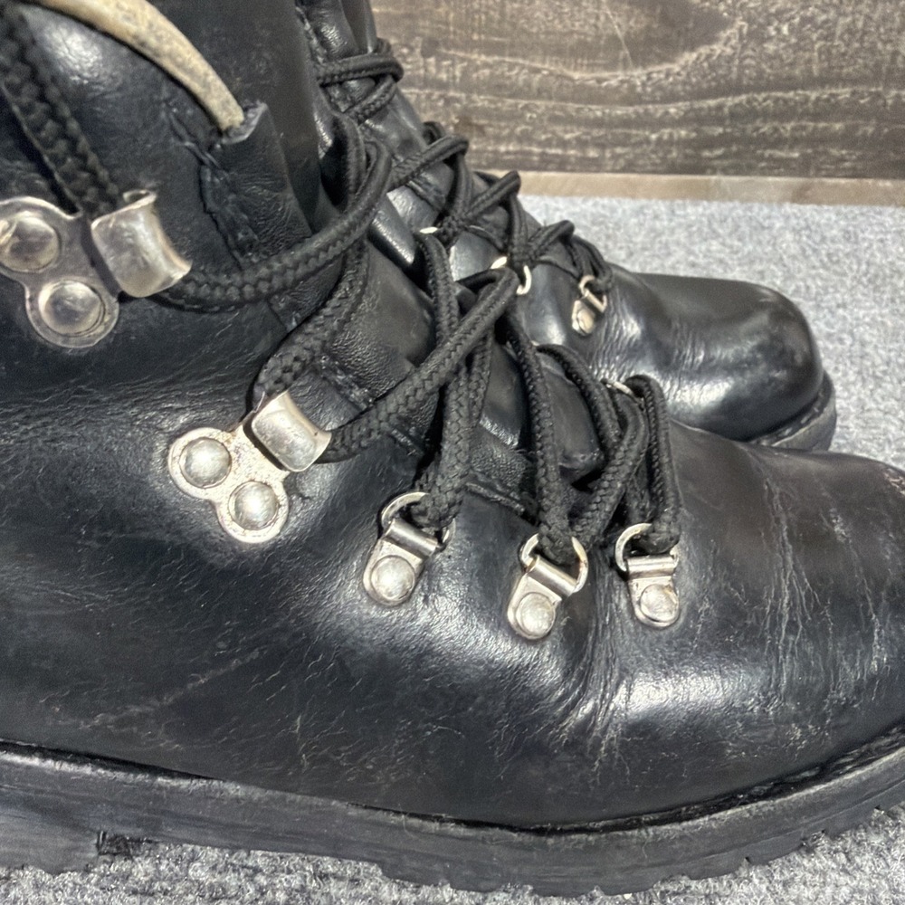 Merrell Wilderness Black Leather Hiking Boots Womens 7 M Vintage Made In Italy - Picture 9 of 15